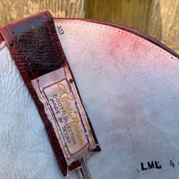 LARRY MAHAN VTG Ostrich Exotic Tall Knee High Red Painted Cowboy Western Boots - Picture 9 of 13